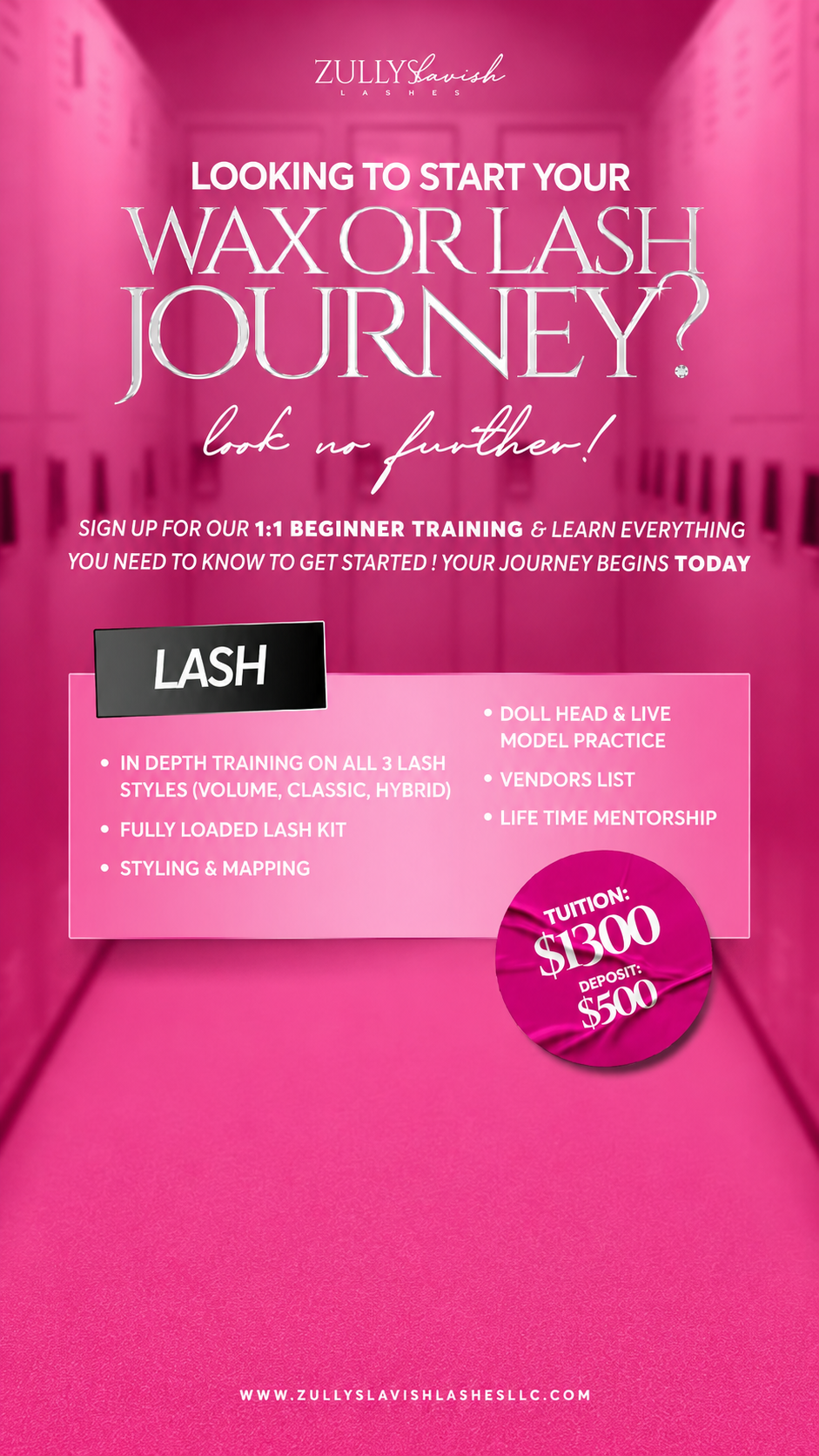 LASH TRAINING $750 total (DEPOSIT)